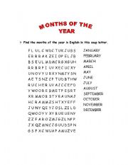 English Worksheet: MONTHS OF THE YEAR