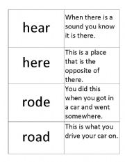 English Worksheet: homophone cards