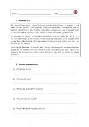 English Worksheet: Present Simple and Present Continuous - Reading Comprehension Text