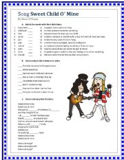 English Worksheet: Song Sweet Child O Mine - Guns N Roses