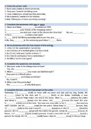 English Worksheet: Past Simple (TO BE and Regular Verbs)
