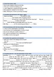 English Worksheet: Past Simple (TO BE and Regular Verbs)