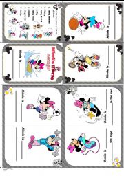 English Worksheet: Sports Mini book with Minnie(b &W version included)