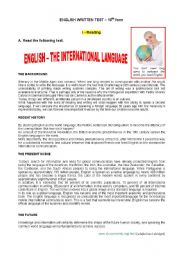 English Worksheet: Test - English in the world