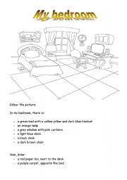 English Worksheet: In my bedroom there is...