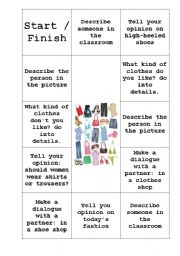 English Worksheet: Clothes board game