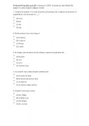 English Worksheet: Pride and prejudice quiz