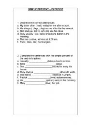 English worksheet: Simple Present Exercise