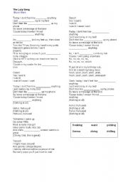 English Worksheet: The Lazy song-Bruno Mars