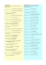 English Worksheet: Present Simple - Interrogative Sentences