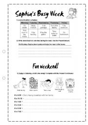 English Worksheet: Sophias Busy Week