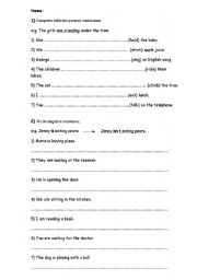 English Worksheet: Present Continuous 