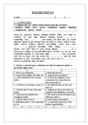 English Worksheet: 3rd form mid-term test 3