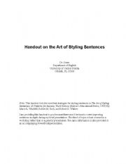 English Worksheet: Styling Sentences