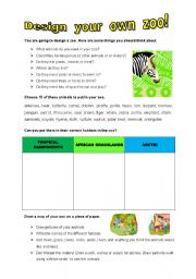 English Worksheet: DESIGN YOUR OWN ZOO!