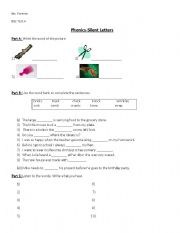 English Worksheet: Phonics: Silent Letters Test