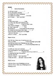 Alanis Morissette Ironic Esl Worksheet By Veronicaw