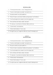 English worksheet: Reporting Verbs