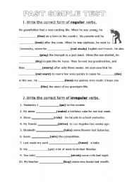 English Worksheet: PAST SIMPLE TEST