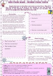 English Worksheet: Men-Women Reading for Elementary Ss