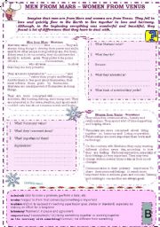 English Worksheet: Men-Women Reading for Elementary Ss 