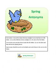 English Worksheet: Antonyms file folder game - Part 1/3