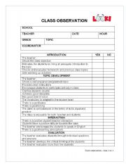 English Worksheet: CLASS OBSERVATION