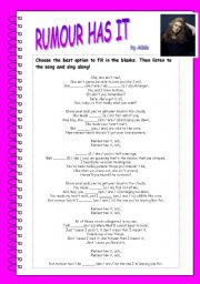 English Worksheet: RUMOUR HAS IT - song by Adele