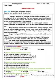 English Worksheet: Second Term Exam
