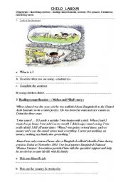 English Worksheet: CHILD LABOUR