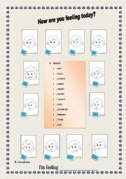 English Worksheet: How are you feeling today?