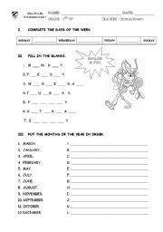 English Worksheet: DAYS AND MONTHS OF THE YEAR