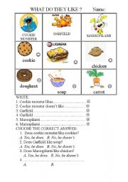 English Worksheet: 3rd person-al likes&dislikes 