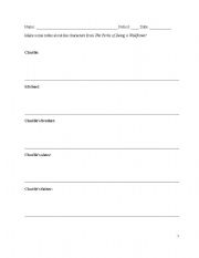 English worksheet: character list