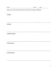 English Worksheet: character list
