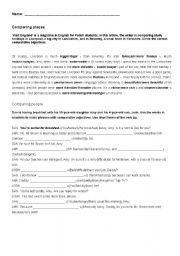 English Worksheet: comparative and superlative worksheet