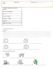 English worksheet: A test for  beginners