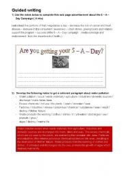 English Worksheet: Guided writing tasks for 4th year Tunisian students ( part 2 )