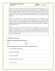 English Worksheet: Reading comprehesion