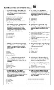 English Worksheet: Future: Movies and TV Shows Trivia