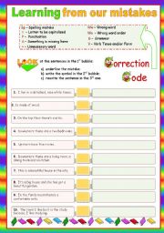 English Worksheet: Learning from our mistakes  -  using a correction code  (context: describing a house)