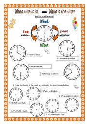 English Worksheet: What time is it?