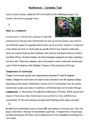 English Worksheet: Rainforests listening task