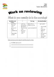 English worksheet: Daily Rutines