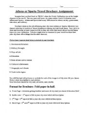 English worksheet: Sparta & Athens Travel Brochure