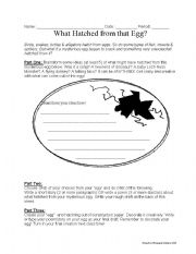 English worksheet: What hatched from the egg