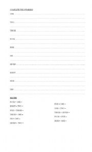 English Worksheet: comple the number