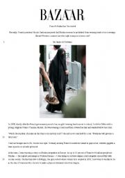 English Worksheet: Controvery of Burka Ban in France Reading and Writing Activity