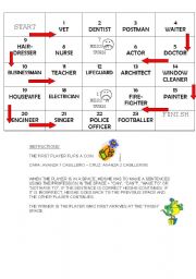 English worksheet: JOBS WITH MODALS BOARD GAME