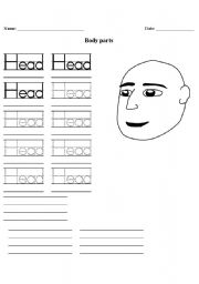 English Worksheet: HANDWRITING BODY PART